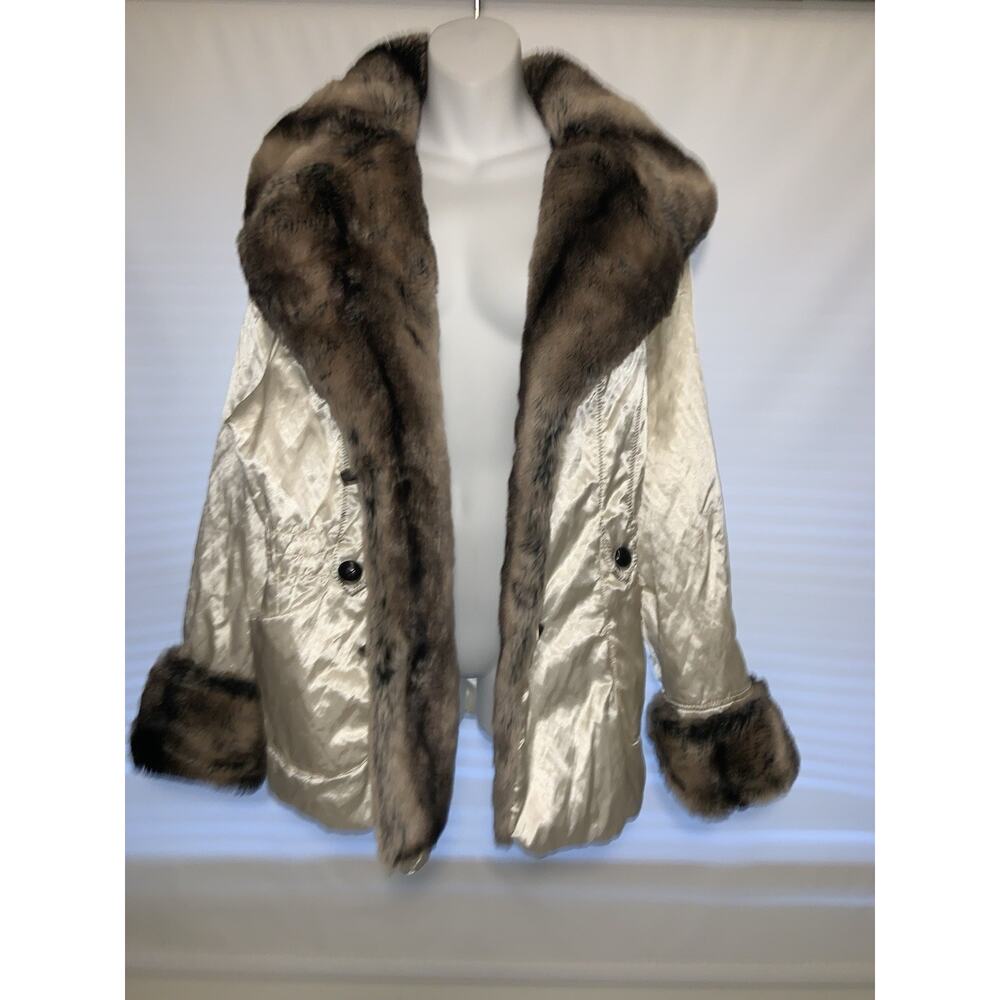 VTG A.N.A Penny Lane Coat Plus Size 3x Faux Fur Trim Y2K 90s Boho Jacket MobWife